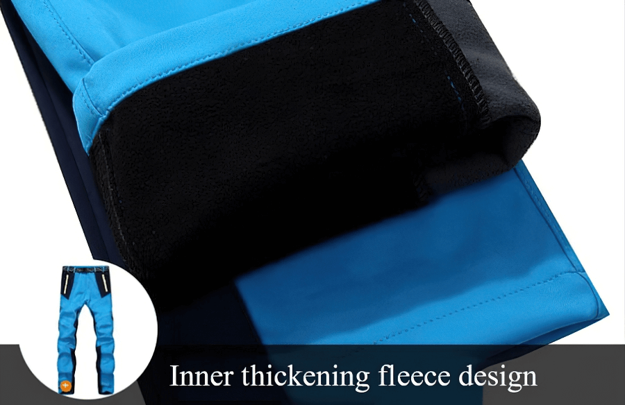 Cold Resistance Waterproof Fleece Pants with inner thickening design for skiing and outdoor activities.